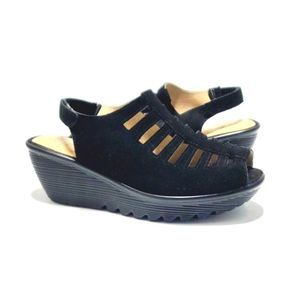 Skechers New Women's Parallel-Trapezoid Wedge Sandal Size 9 Black Comfort Shoes